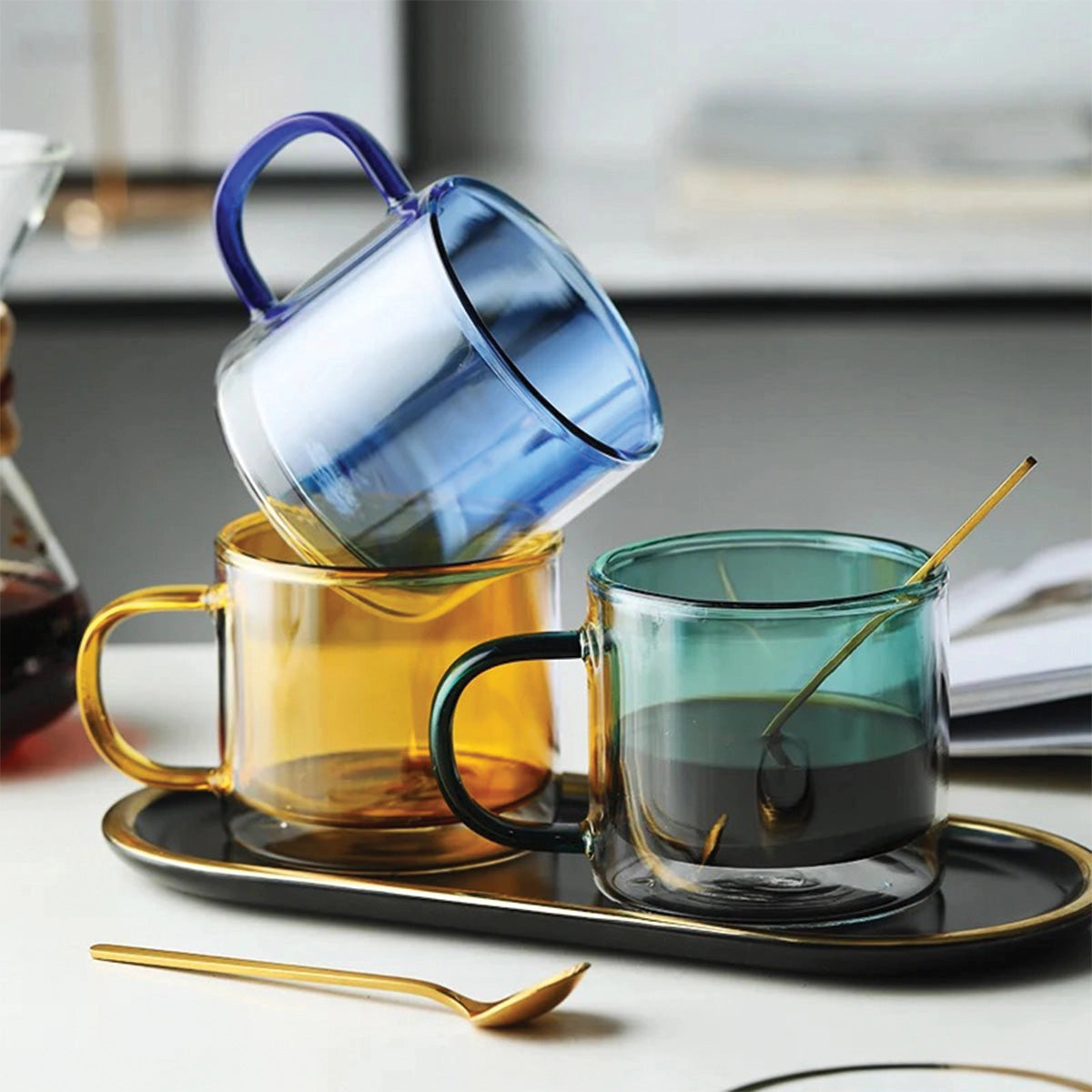 Amber Glass Mug - Hållbar, Värmebeständig Kaffe- och Te-kopp