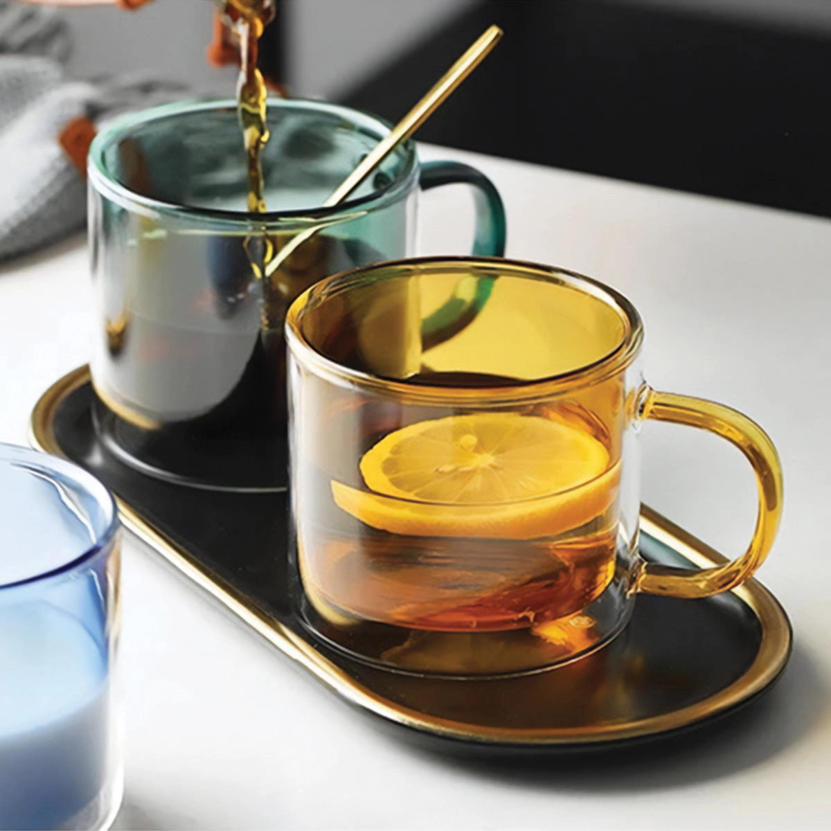 Amber Glass Mug - Hållbar, Värmebeständig Kaffe- och Te-kopp