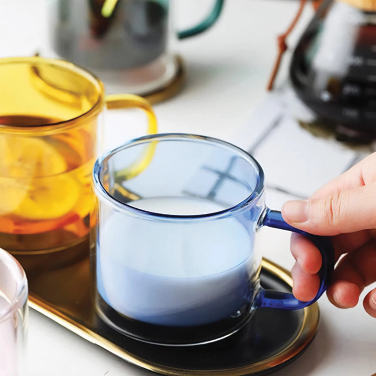 Amber Glass Mug - Hållbar, Värmebeständig Kaffe- och Te-kopp