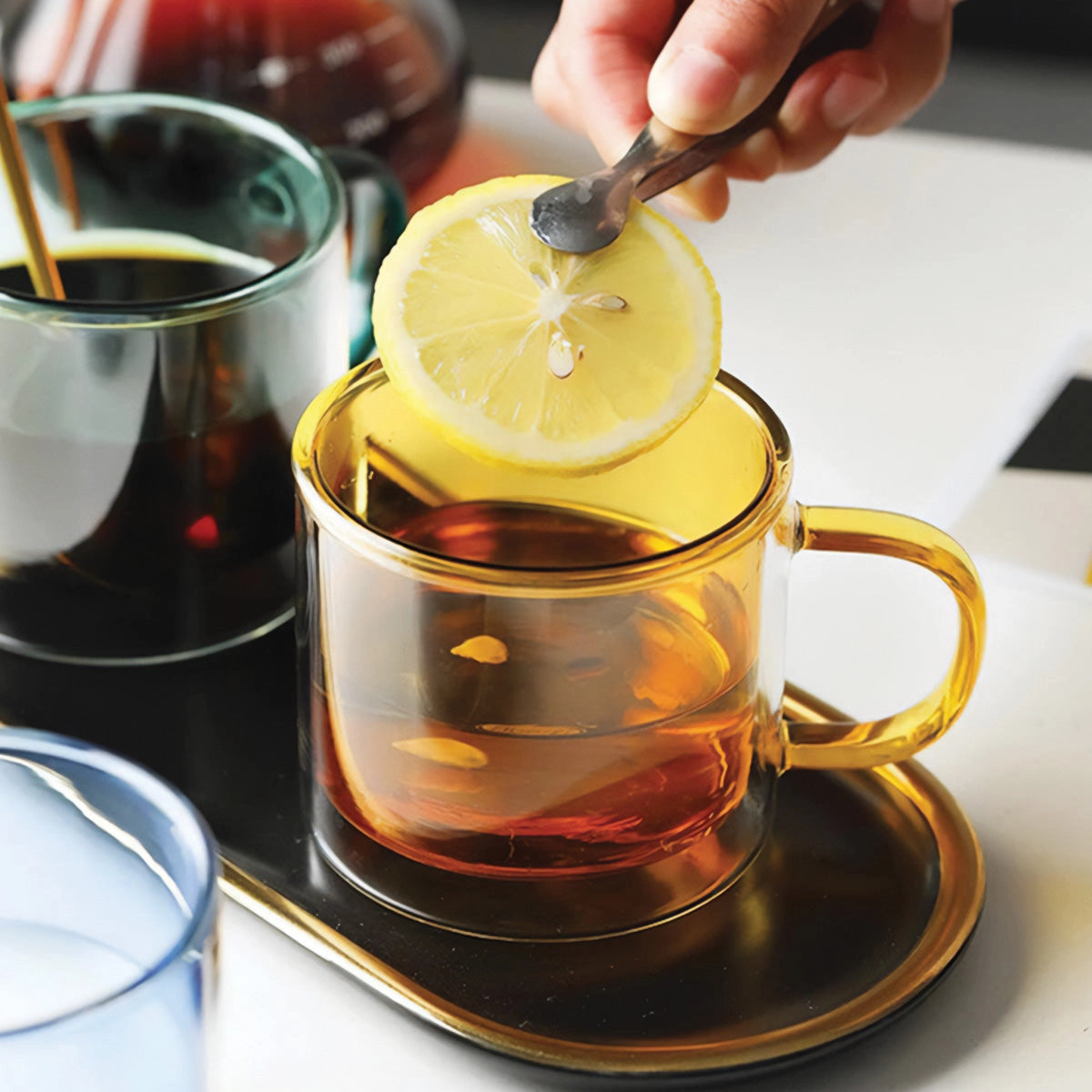 Amber Glass Mug - Hållbar, Värmebeständig Kaffe- och Te-kopp