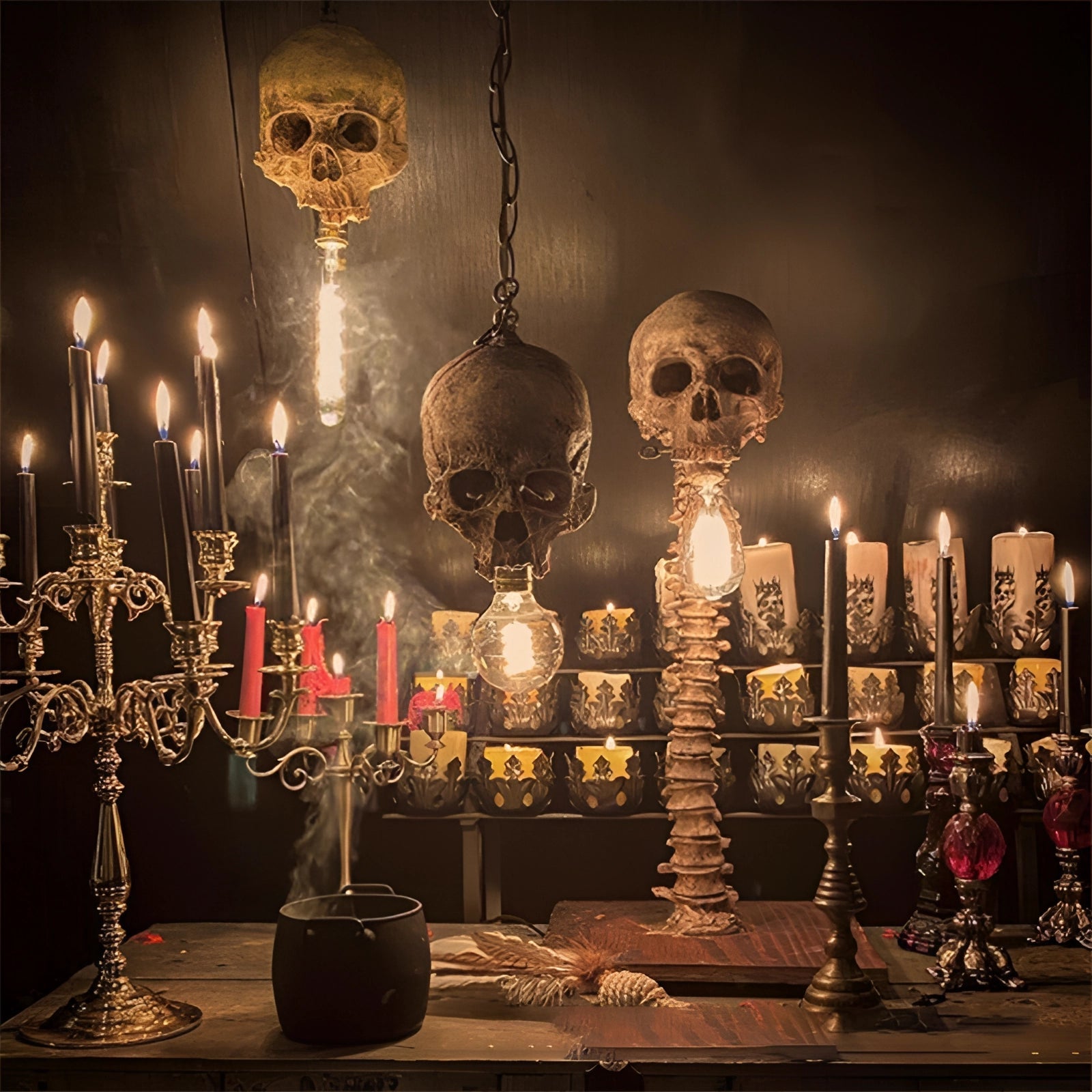 Gothic Skull Light: Skeleton Spine Lamp for Eerie Home Decor