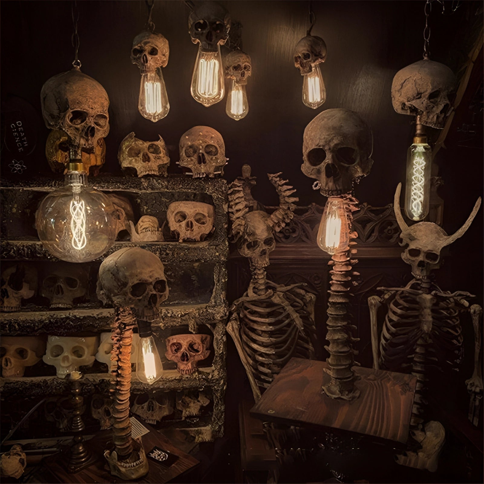 Gothic Skull Light: Skeleton Spine Lamp for Eerie Home Decor