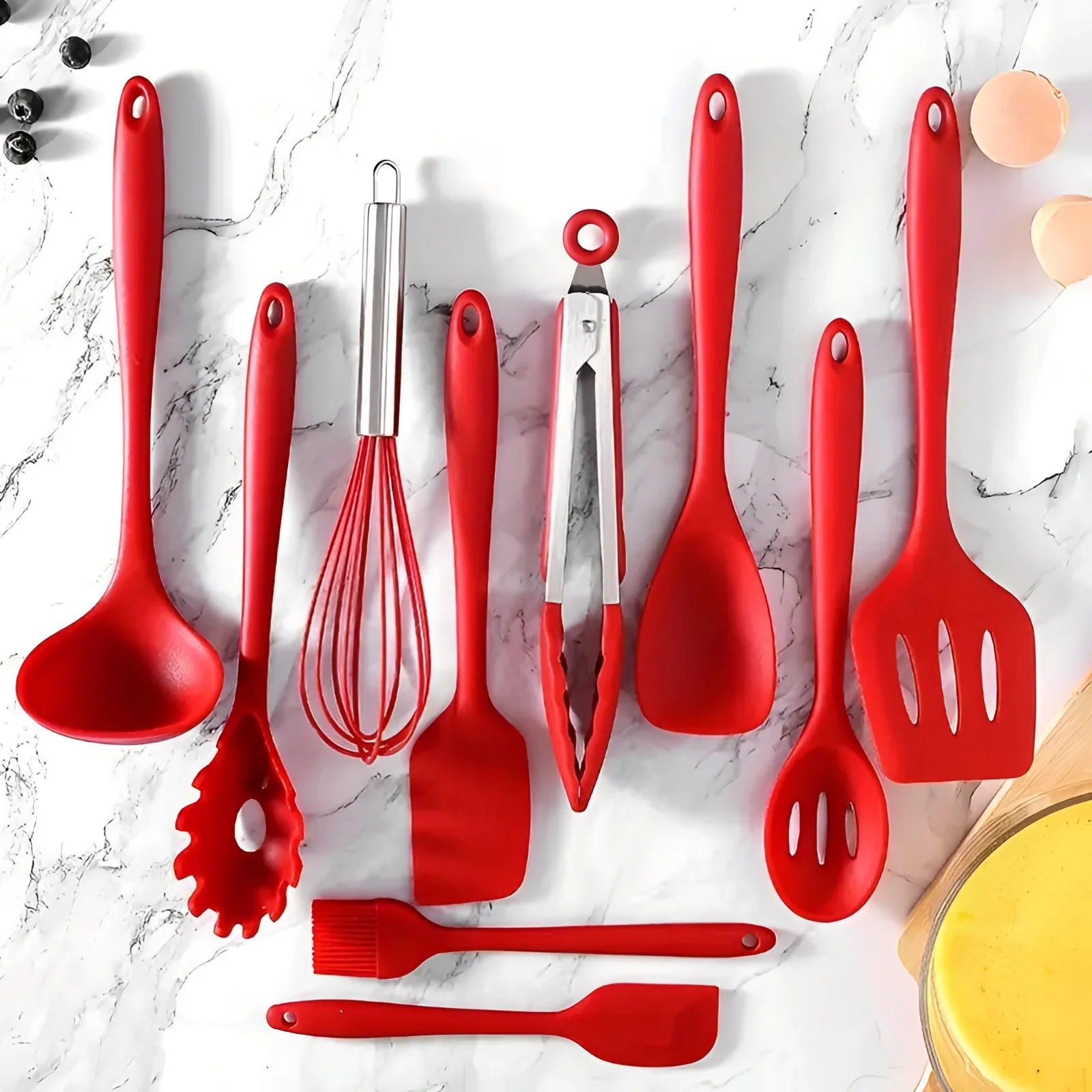 Ivory Silicone Kitchen Utensil Set - Non-Stick, Heat-Resistant, Ergonomic