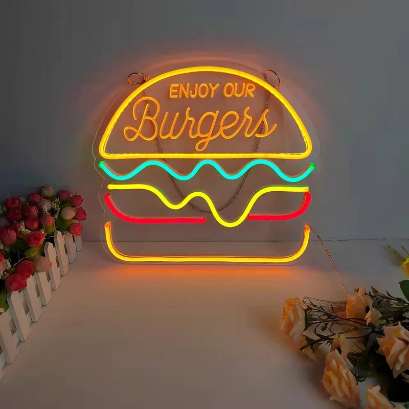 QuickBite - Luce notturna al neon per insegna di fast food