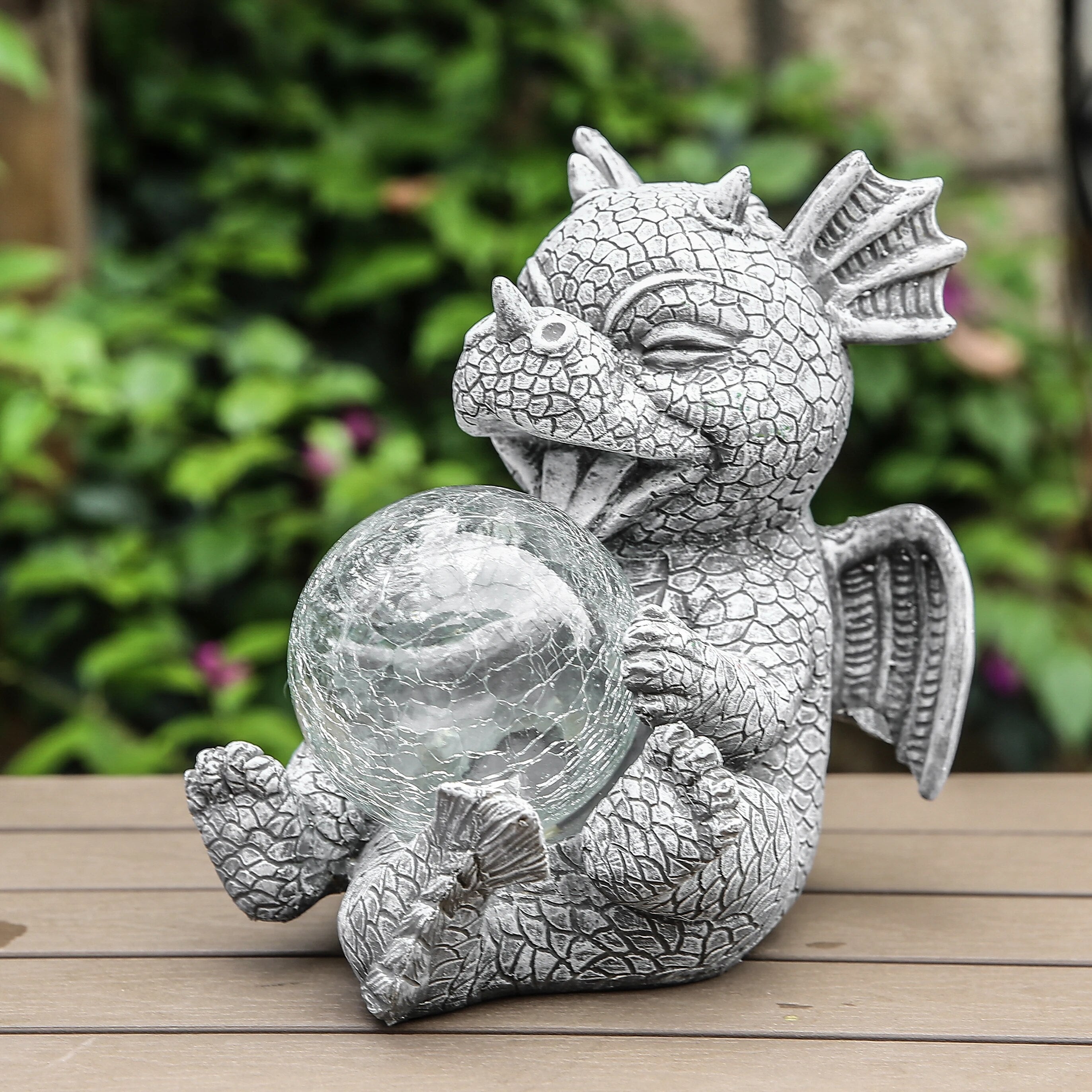 Trädgårdsstaty - Draconis - Solar Lighting - Resin Dragon Staty lampa