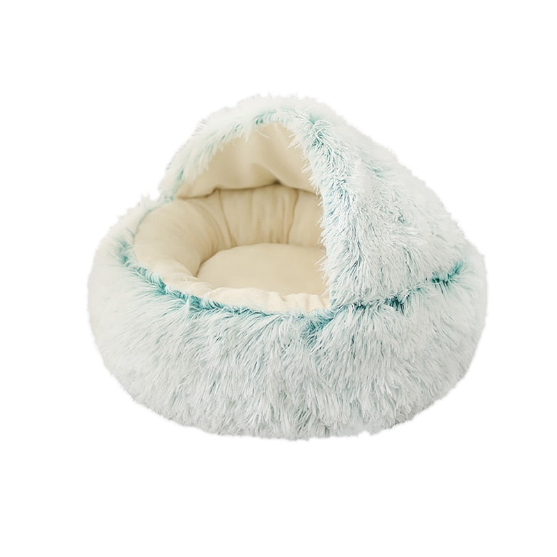 Round Plush Calming Dog Cave Bed