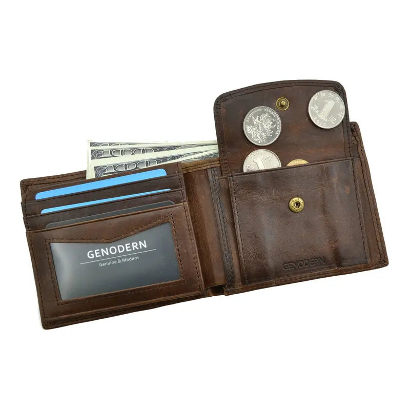 Oliver Vintage Genuine Leather Men’s Wallet – RFID Blocking & Coin Pocket