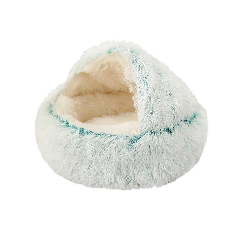 Round Plush Calming Dog Cave Bed