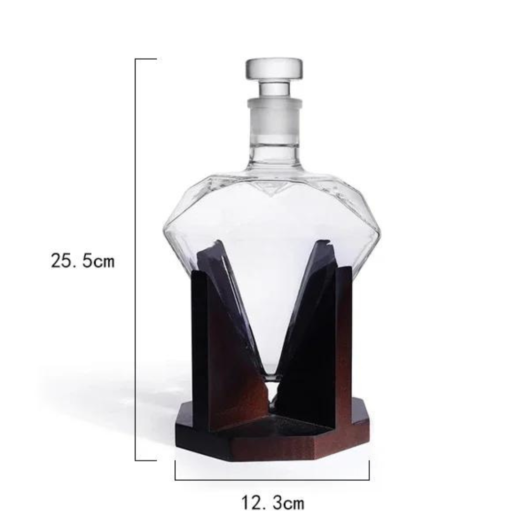 Whisky Karaffel - Diamant - 1000ml Kapacitet - Træholder