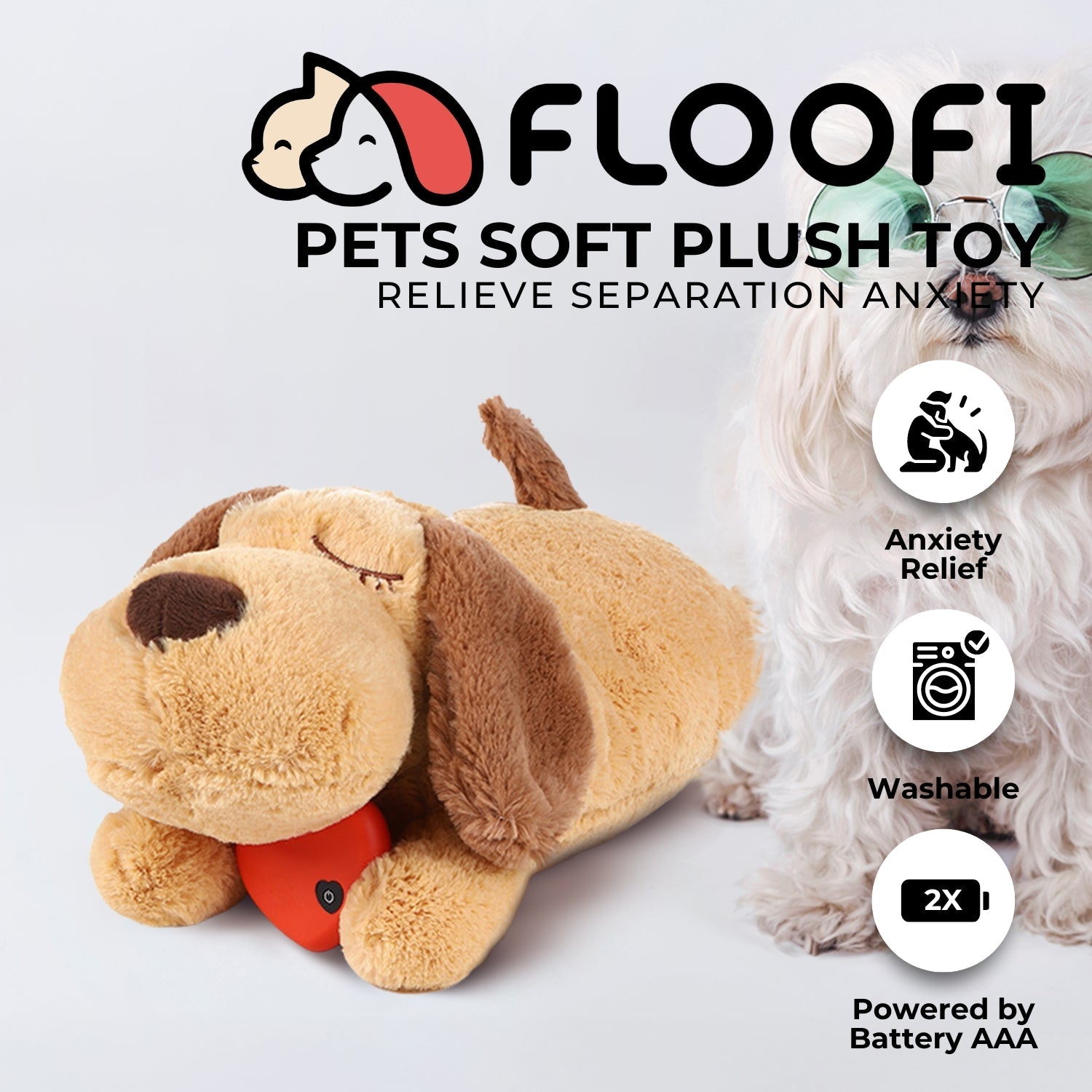 Calming Plush Dog Toy with Soothing Heartbeat for Puppy Comfort