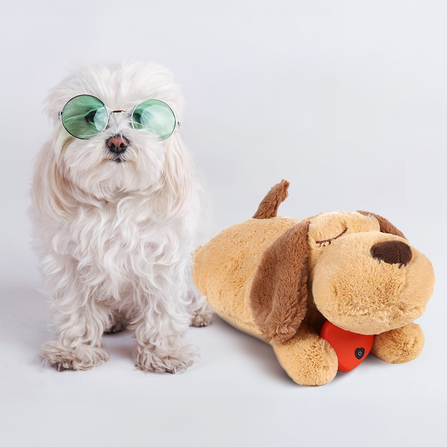 Jouet en peluche apaisant pour chien avec battement de cœur apaisant pour le confort du chiot