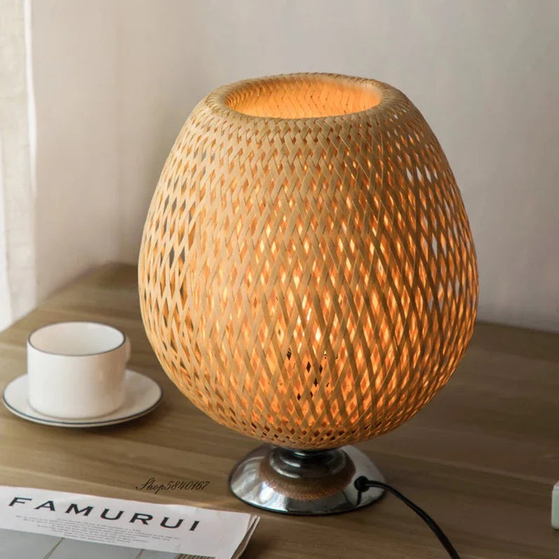 AntiqueBamboo - Vintage Bamboo Bordslampa