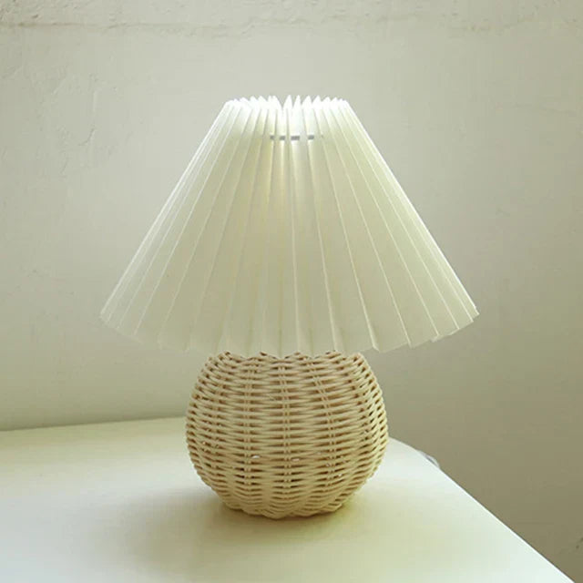 Antik Plisseret - Vintage Plisseret Bordlampe