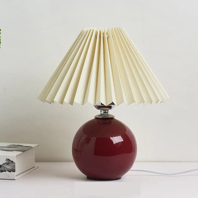 Antik Plisseret - Vintage bordlampe med læg