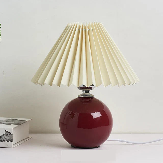 Antik veckad - Vintage plisserad bordslampa