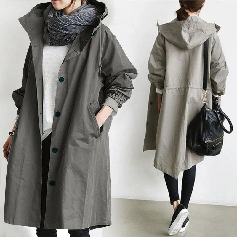 EleganCoat | Modischer langer Trenchcoat/Jacke Damen Wechselsaison 2024