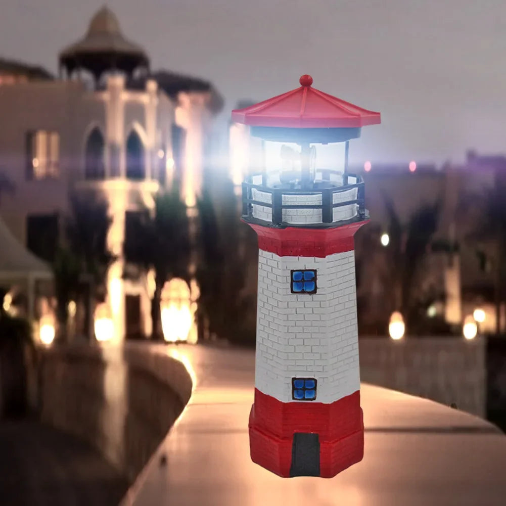 Lampe solaire LED OceanGlow Lighthouse – Éclairage solaire nautique pour les espaces extérieurs