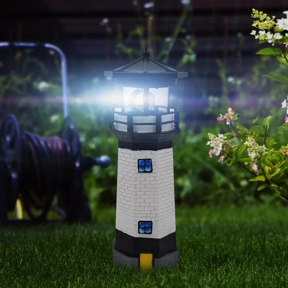 Lampe solaire LED OceanGlow Lighthouse – Éclairage solaire nautique pour les espaces extérieurs