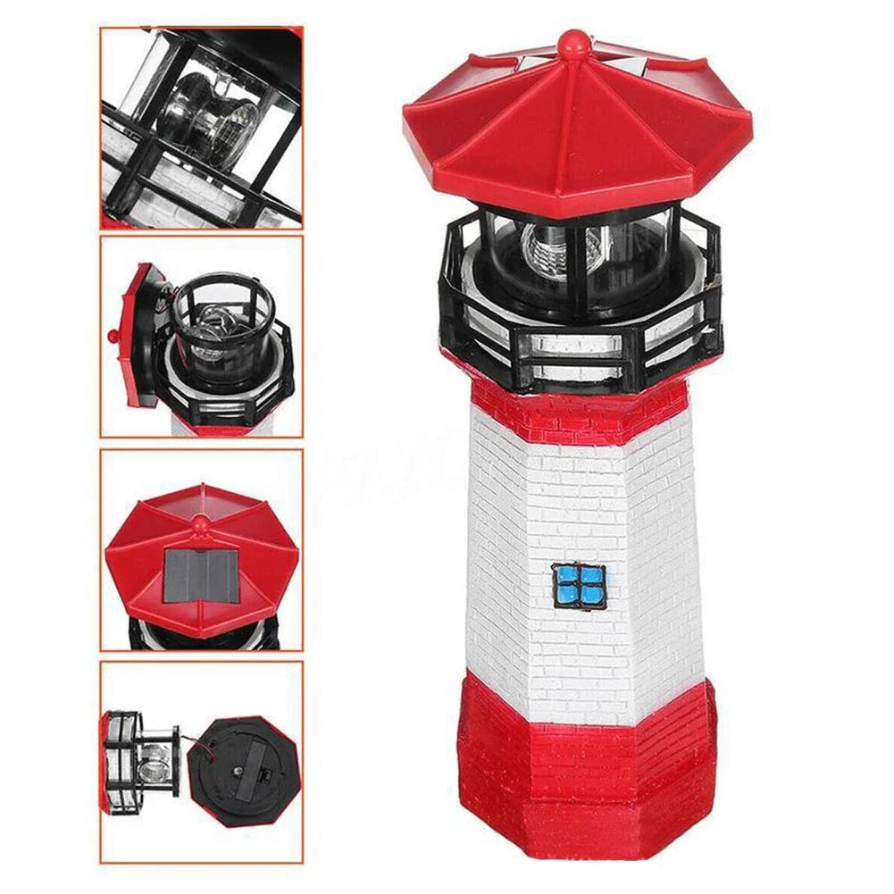 Lampe solaire LED OceanGlow Lighthouse – Éclairage solaire nautique pour les espaces extérieurs