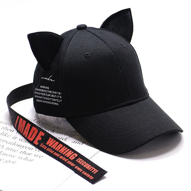 Søt Cat Ears Ribbon Baseball Cap