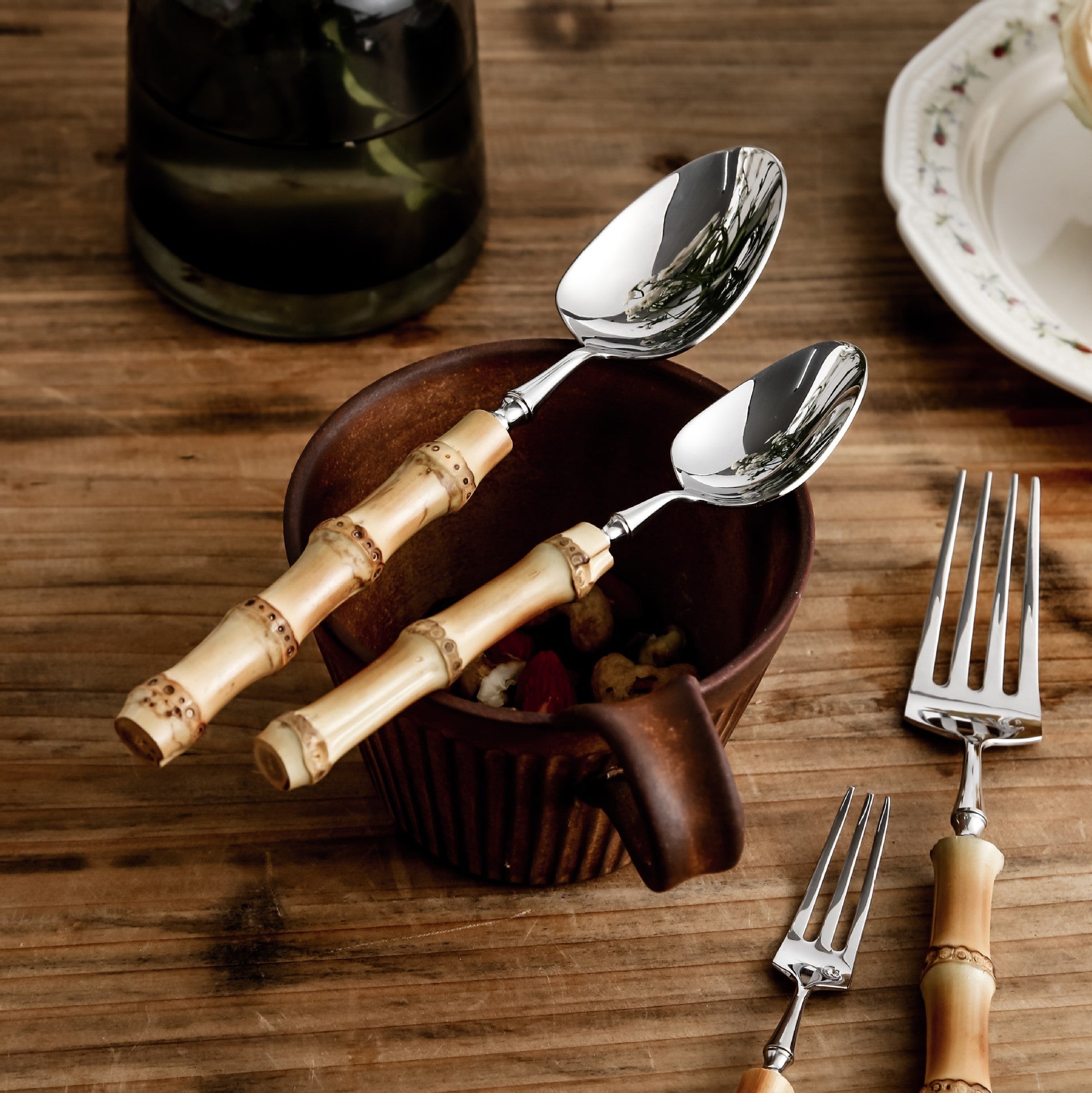 Sagano Natural Bamboo Stainless Steel Cutlery Set