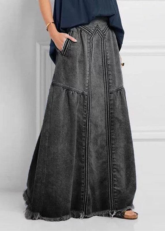 Dames noodlijdende effen kleur elastische taille losse denimrok met zak