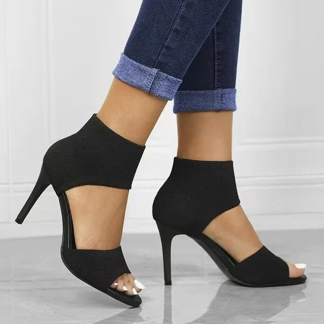 Mia - Black women's sock pumps shoes