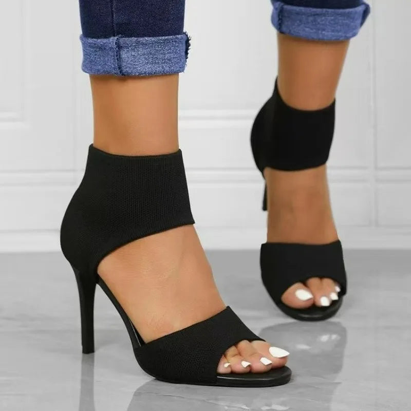 Mia - Zapatos de salón negros tipo calcetín para mujer