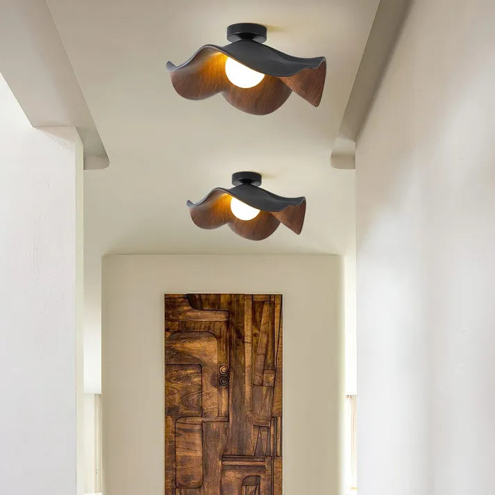 Nordic – Lotus-Deckenlampe aus Holz und Kunstharz