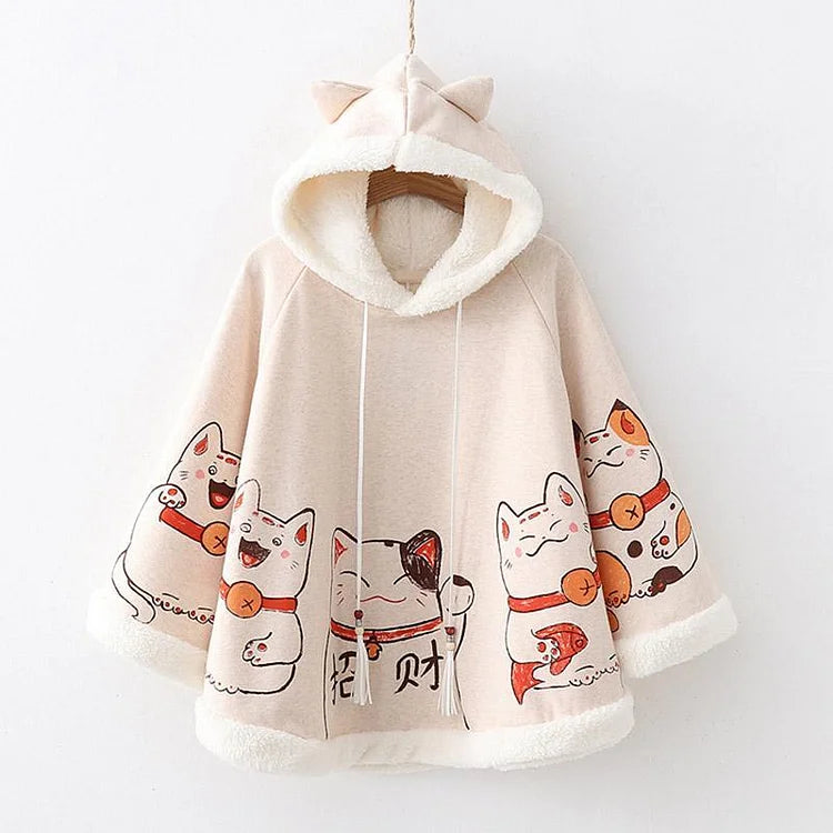 Sudadera con capucha del gato de la suerte