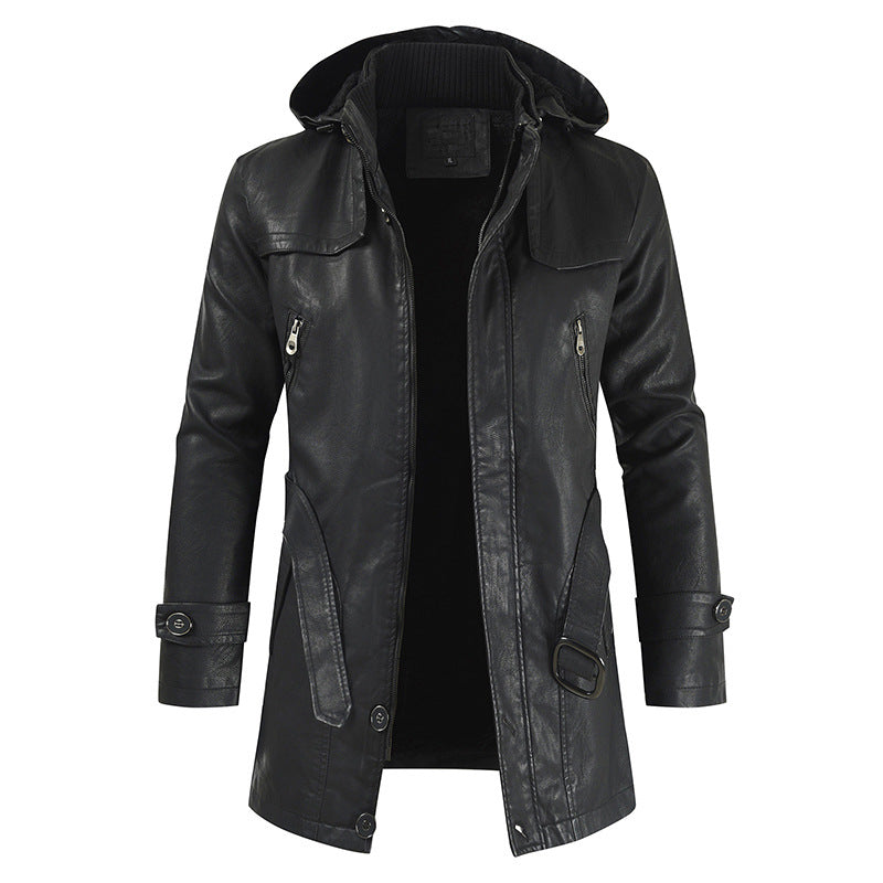 Henry - Veste d'hiver en cuir avec double col et zip