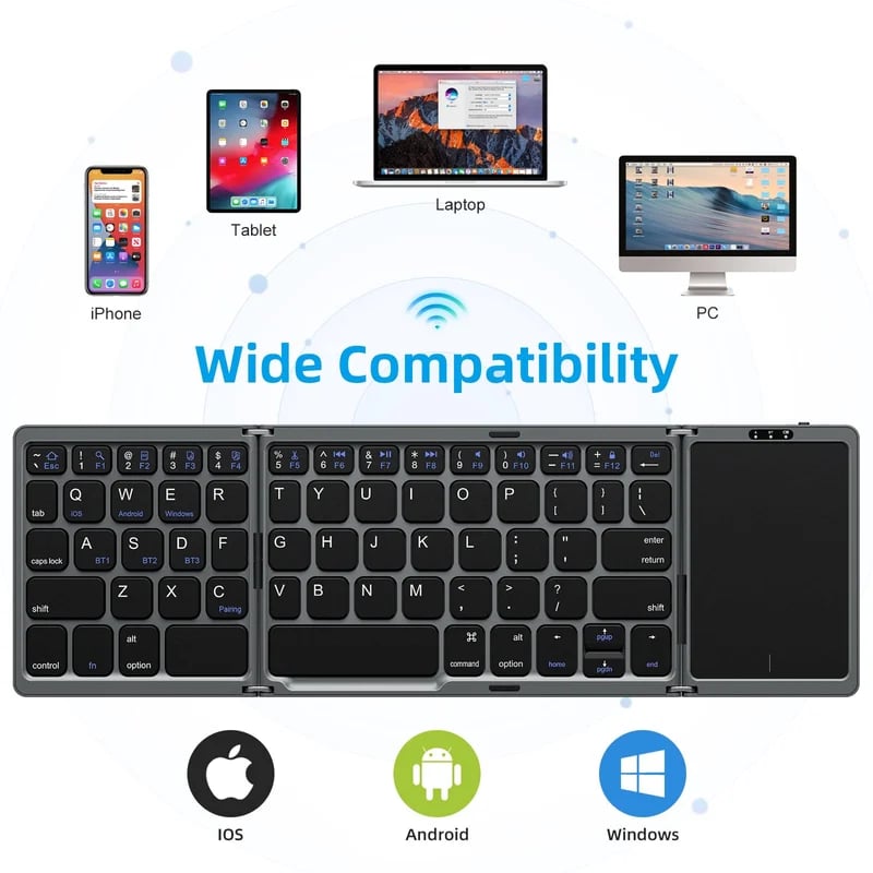 Teclado Bluetooth plegable con panel táctil