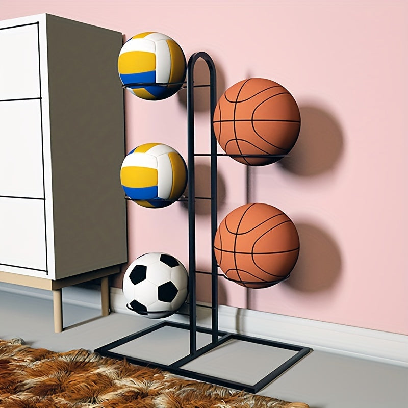 Portaoggetti portatile per palline in acciaio al carbonio - Espositore per basket, calcio e pallavolo