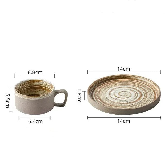 Monica Retro-Kaffeetassen-Set aus Keramik