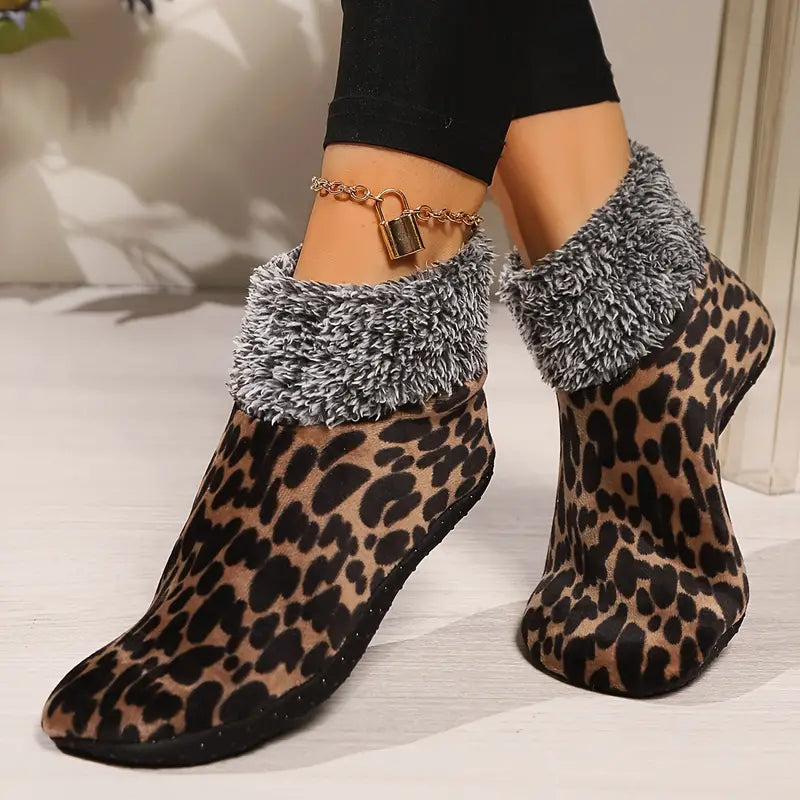 Chaussons à imprimé léopard pour femmes