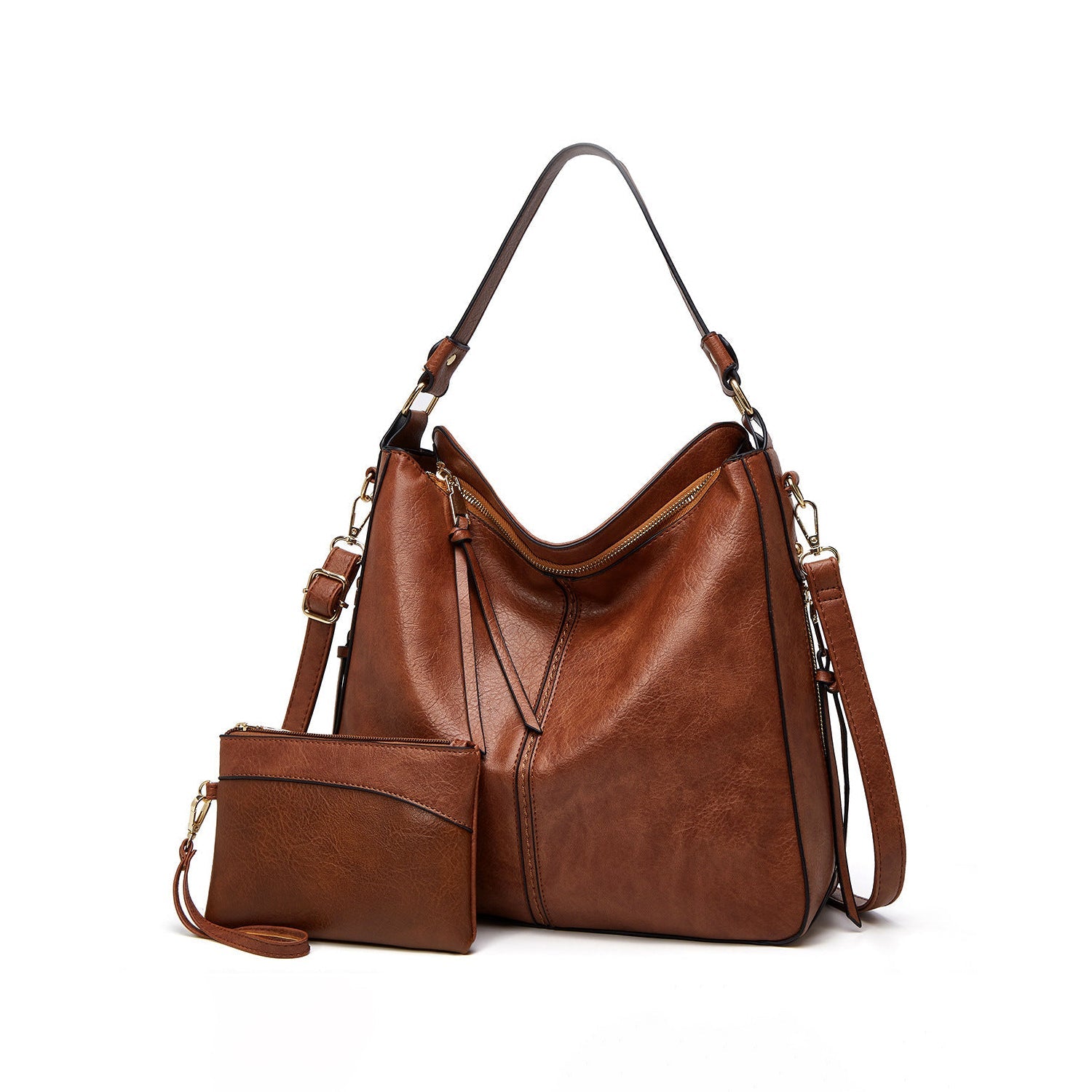 The Belgravia Faux Leather Vintage Shoulder Bag & Pouch