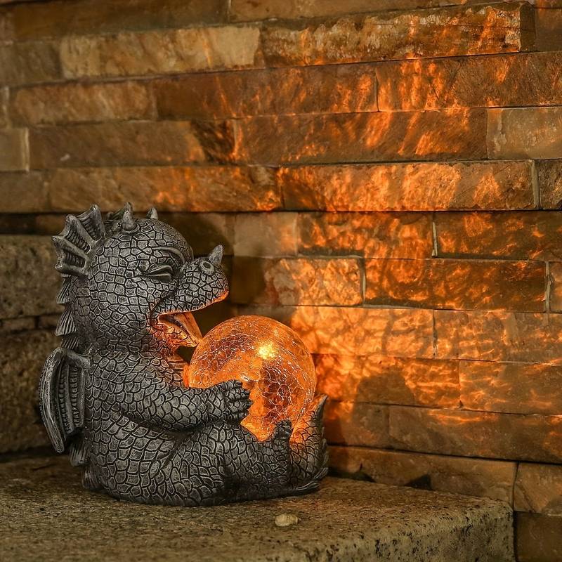 Havestatue - Draconis - Solar Lighting - Resin Dragon Statue lampe