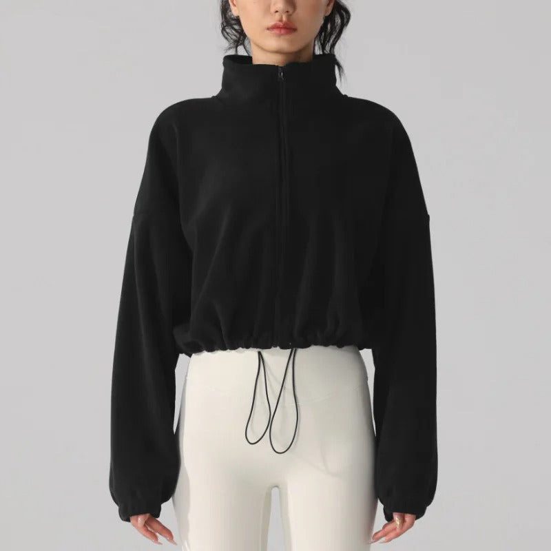 Winter-Sport Cropped Oversized Fleece-Jacke