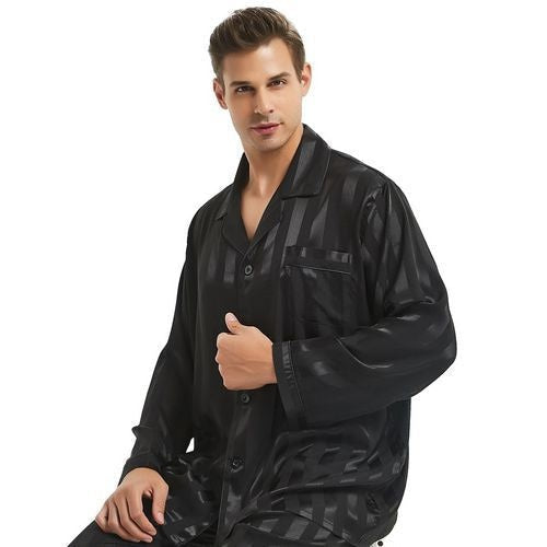 Ensemble pyjama en satin à manches longues pour homme