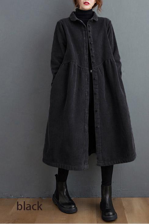 French blackish green corduroy coats Inspiration thick Cinched women coats ( Limited Stock)