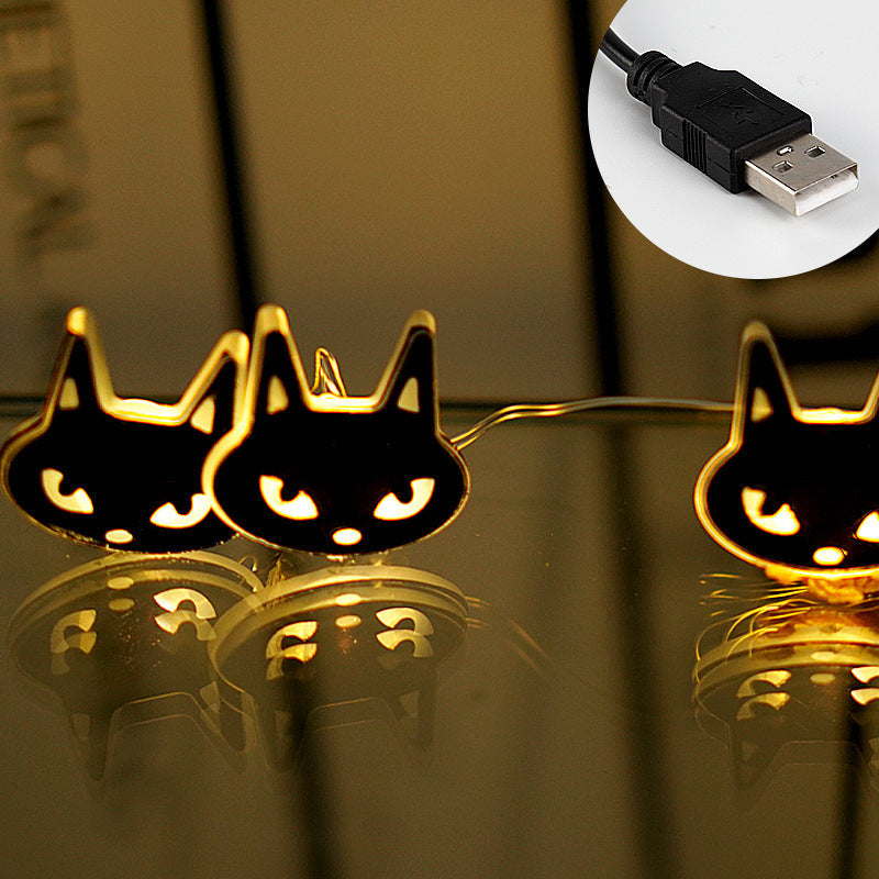 Halloween Decoratie LED Zwarte Kat Vorm Verlichting Ketting Decoratie