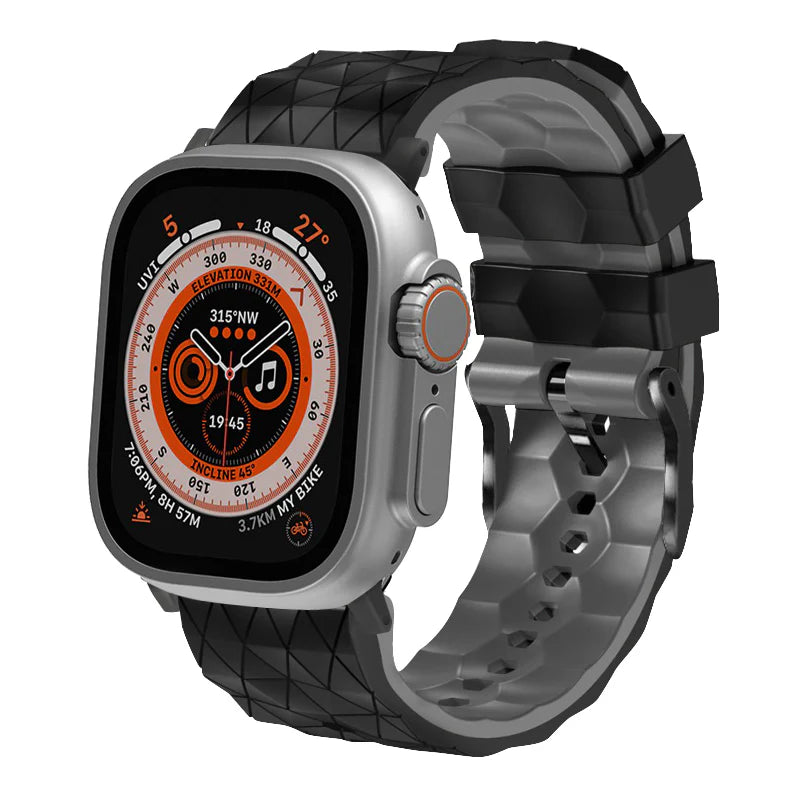 Bande de silicone de sport à motif de football bicolore pour Apple Watch