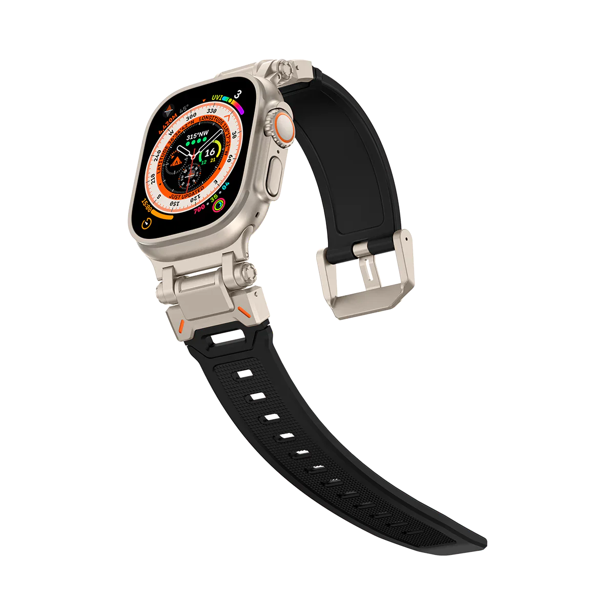 Neues Titan-Metallkopf-Silikonarmband für die Apple Watch