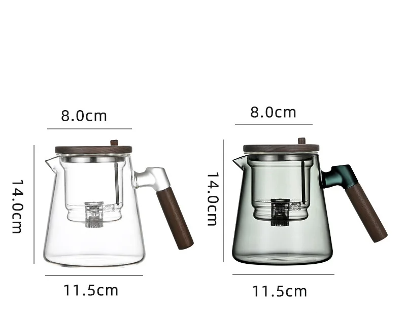 Wood Handle Glass Teapot