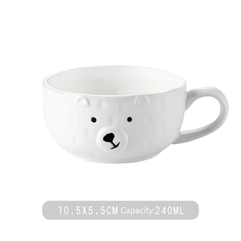 Cartoon Polar Bear Ceramic Plate + Bowl Set