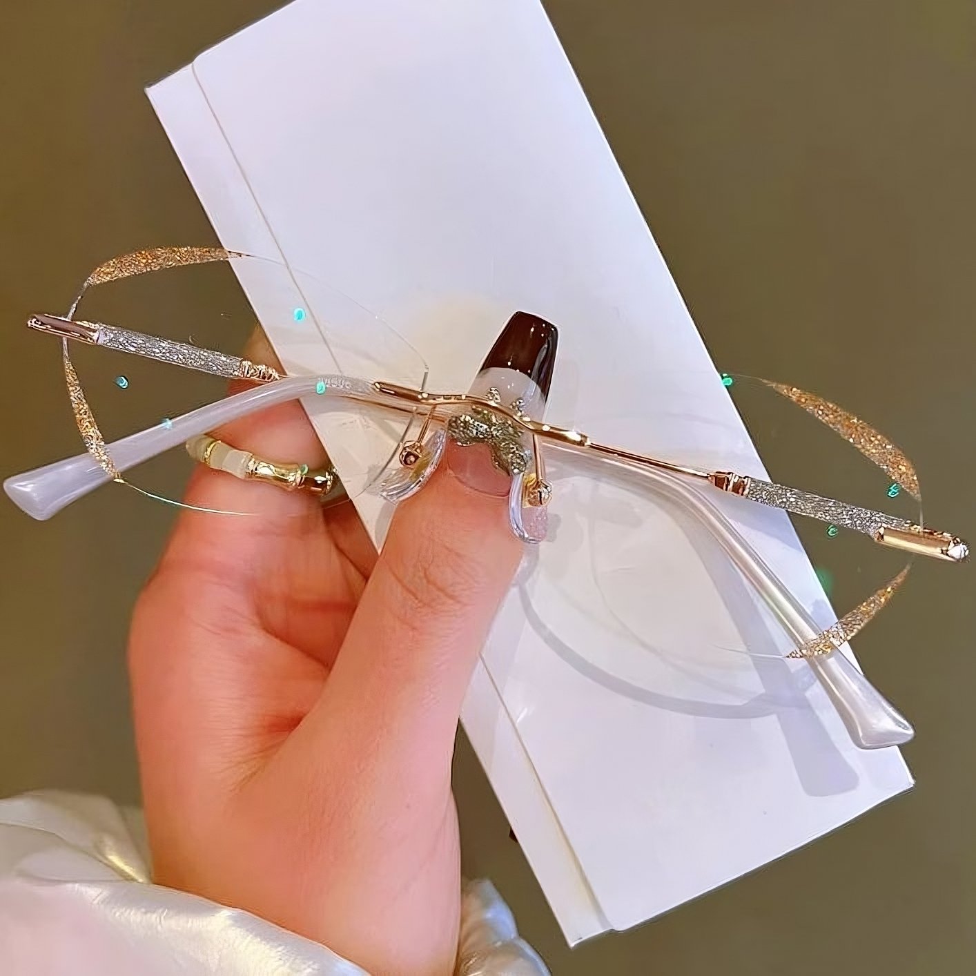 Lunettes de presbytie anti-lumière bleue sans monture diamant pour femmes