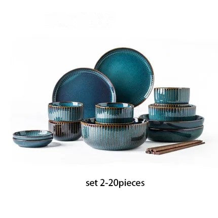 Set di stoviglie in ceramica Robin Blue