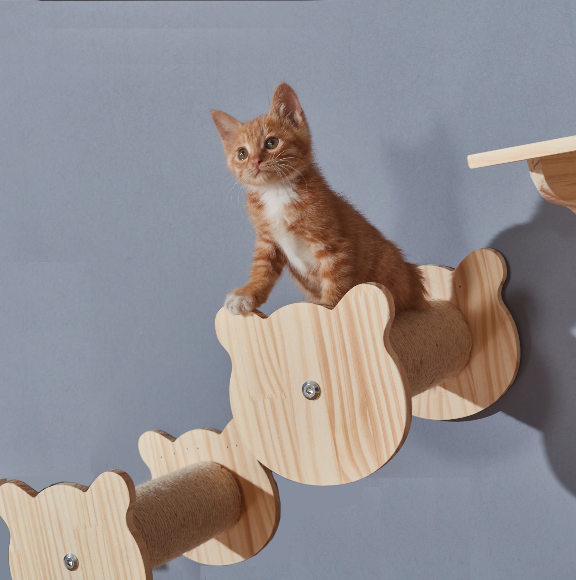 ClimbCraft Deluxe Cat Adventure mural : poteau en sisal en bois massif et plateforme de jeu