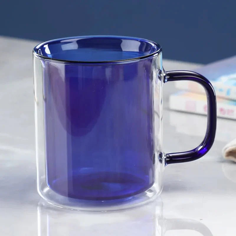 Bunte doppelwandige Kaffeetasse aus Glas