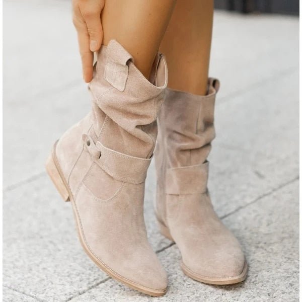 Cosima - Comfortable suede ankle boots with low heel